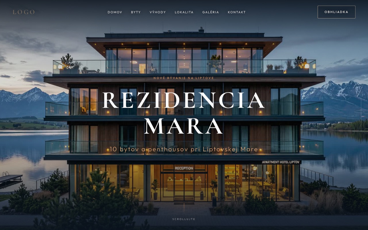 Web pre predaj apartmánov a bytov – výber jednotky z pôdorysu