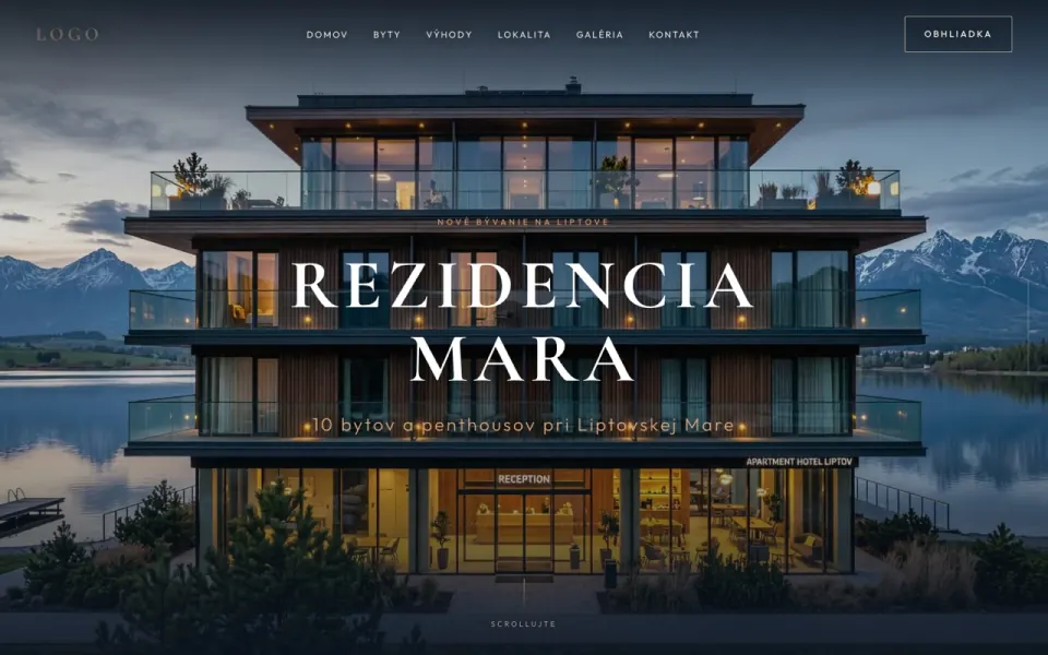 Web pre predaj apartmánov a bytov – výber jednotky z pôdorysu
