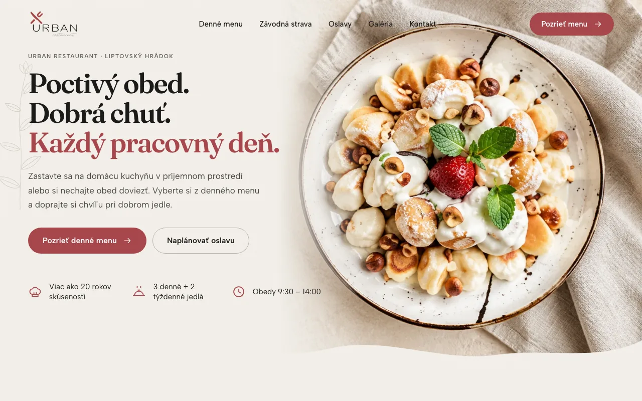 Web pre reštauráciu s administráciou denného menu