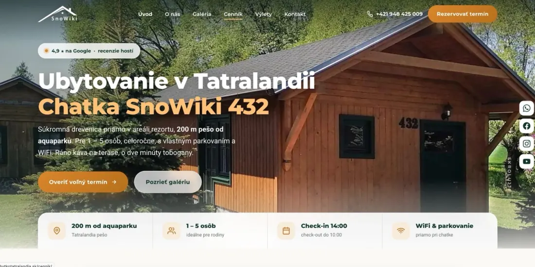 Web ubytkotatralandia.sk po redizajne