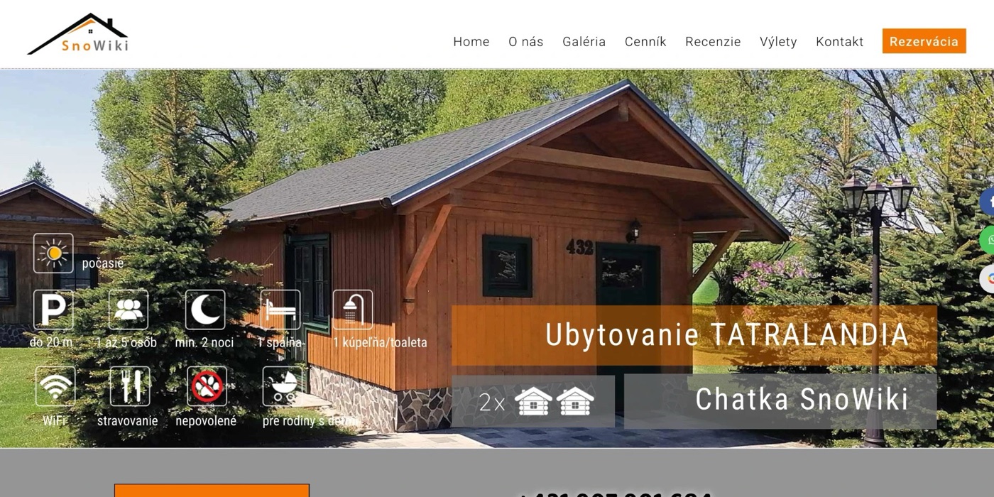 Web ubytkotatralandia.sk pred redizajnom