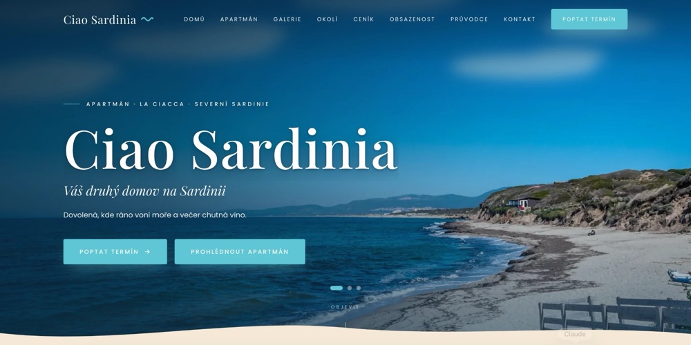 Náhľad webu Ciao Sardinia