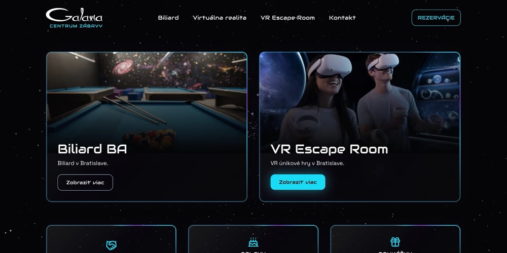 Náhľad webu Galaxia VR