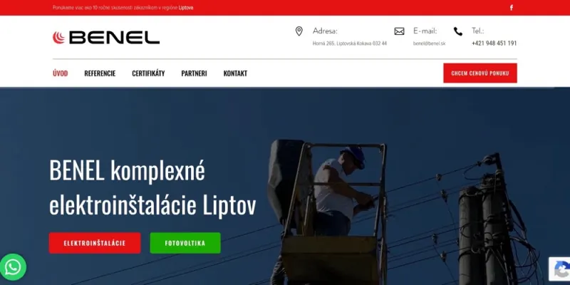 Náhľad webu Benel