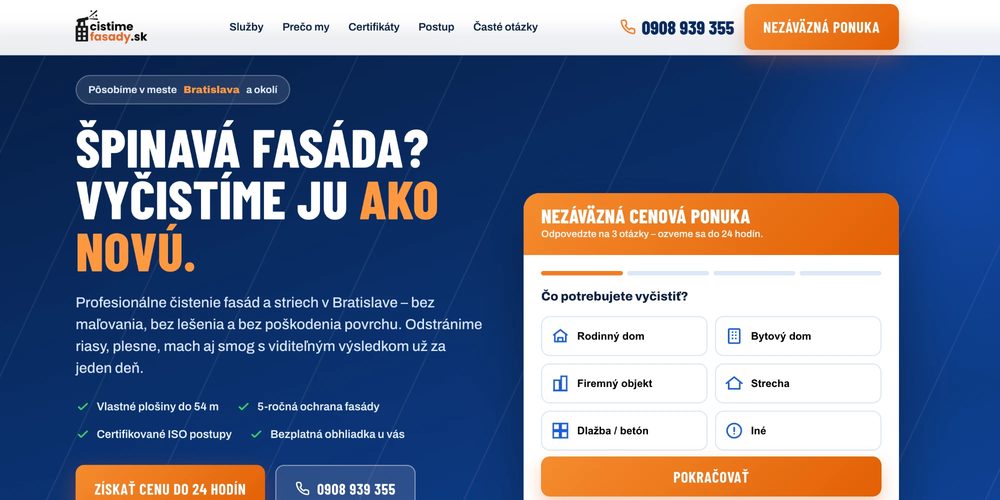 Náhľad webu Čistíme fasády