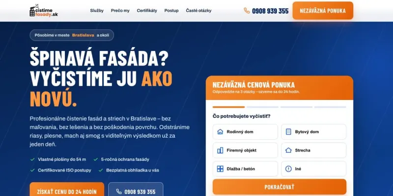 Náhľad webu Čistíme fasády