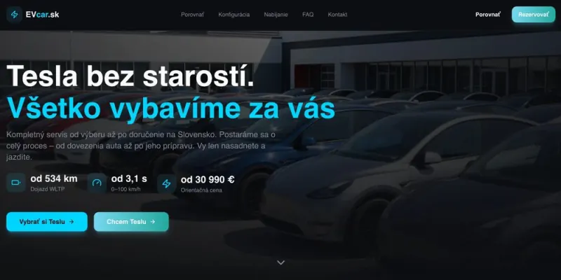 Náhľad webu EVcar