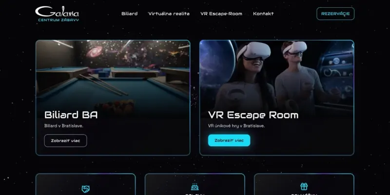 Náhľad webu Galaxia VR