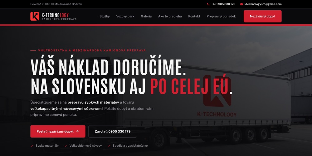Náhľad webu K-Technology
