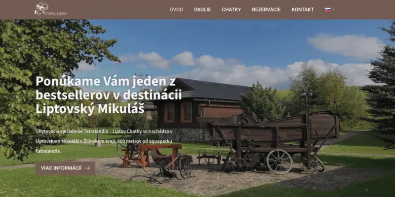 Náhľad webu Liptov Chatky