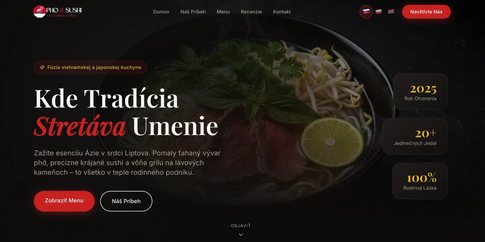 Náhľad webu Pho & Sushi