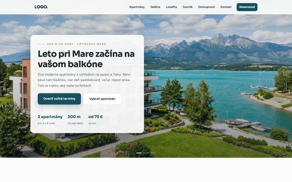 Ukážkový web – Apartmán