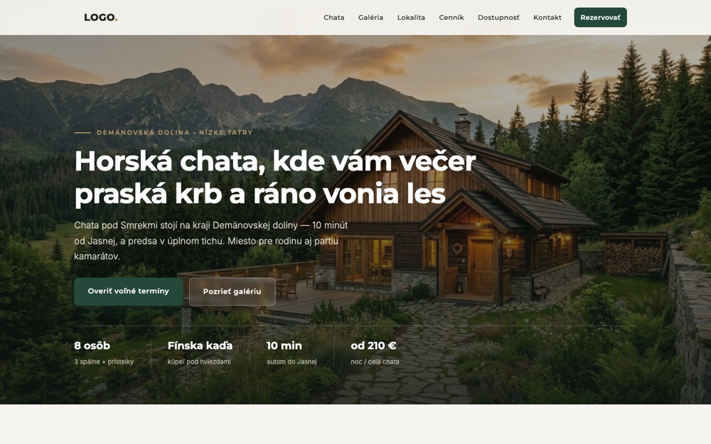 Ukážkový web – Chata a chalupa