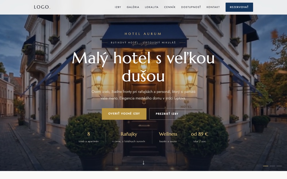 Ukážkový web – Hotel a penzión